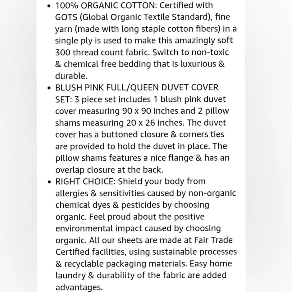 ⭐🆕 Blush pink GOT certified organic Duvet cover set
